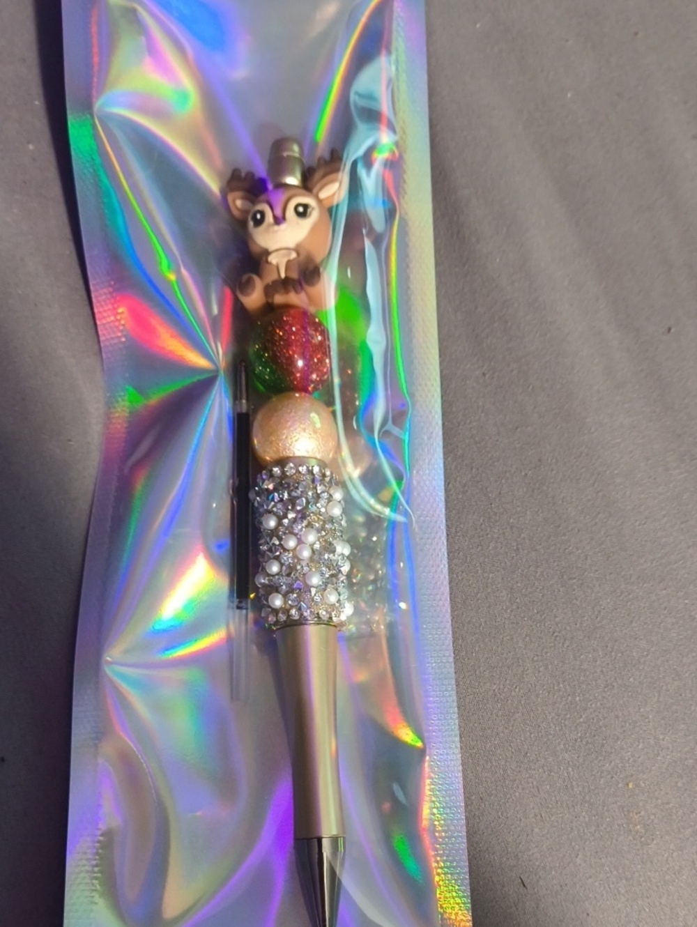 Sparkle Reindeer Kids Pen in Pink and Multi-Color